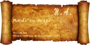 Mahács Ariel névjegykártya